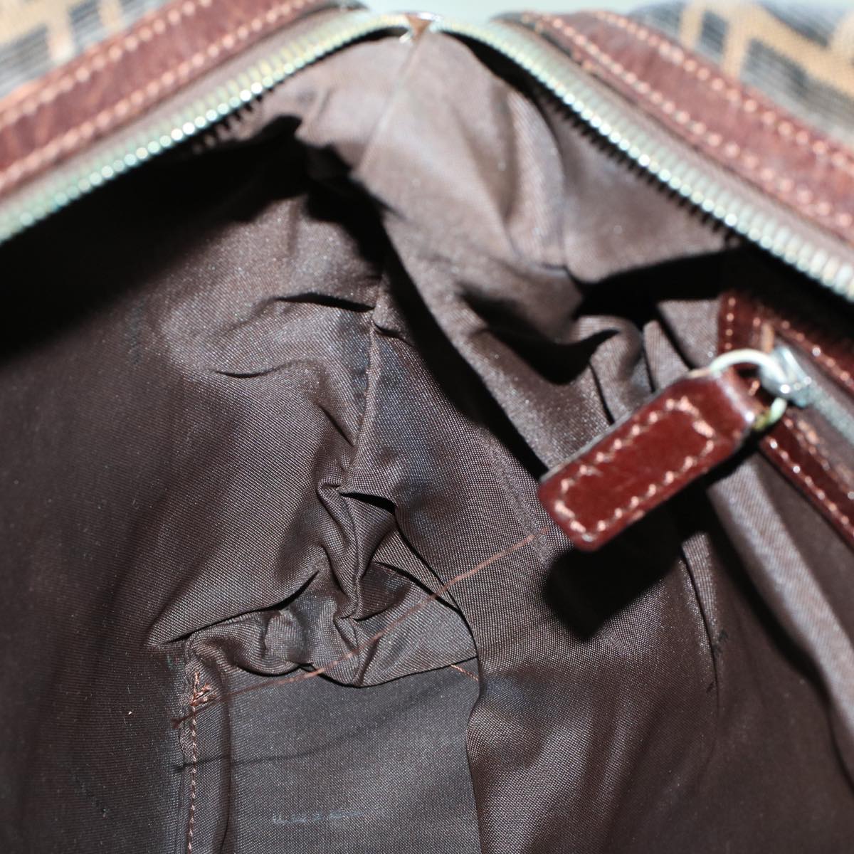 FENDI Zucca Canvas Shoulder Bag Nylon Brown Black 45029