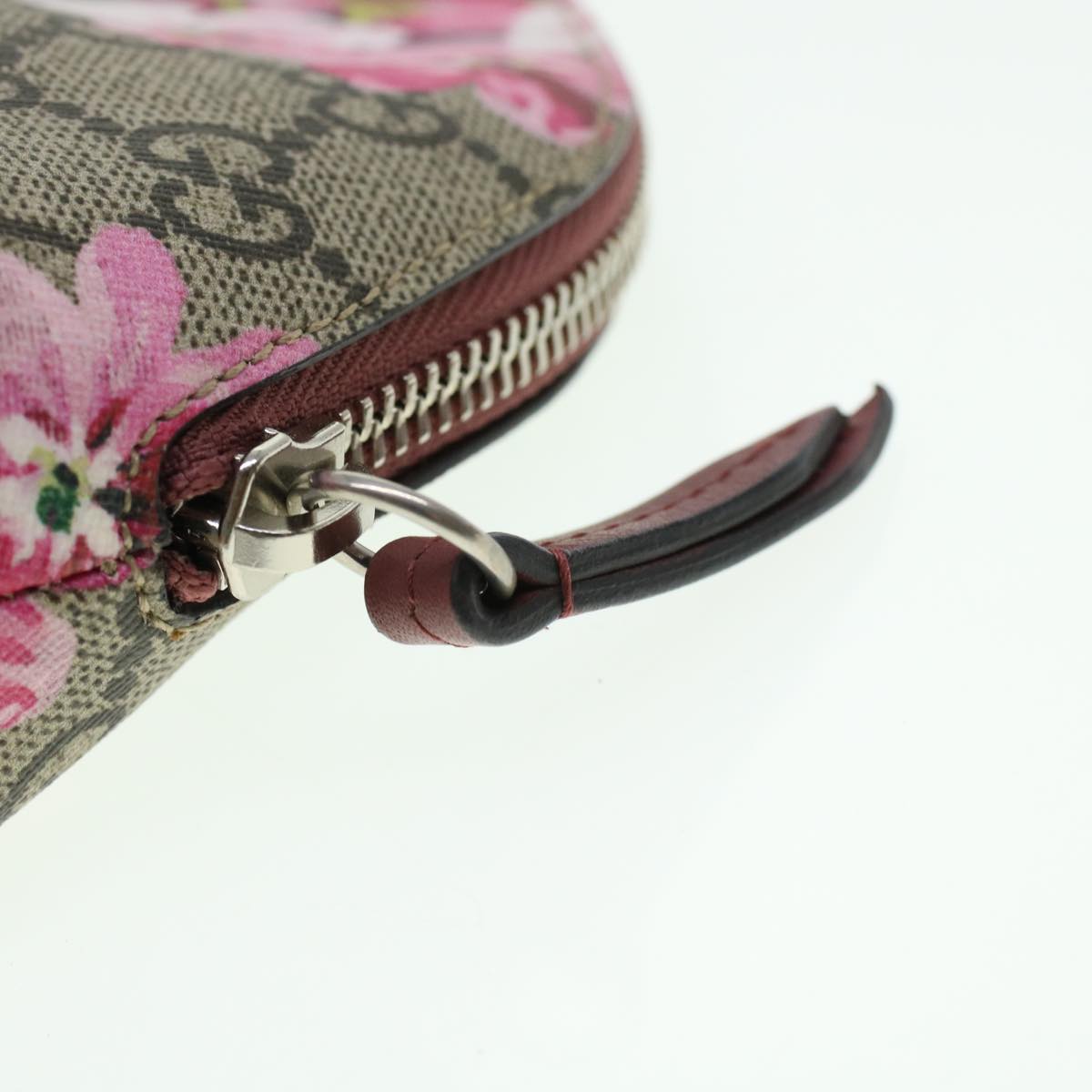 GUCCI GG Canvas Floral Cosmetic Pouch PVC Leather Beige Pink 431380 45046