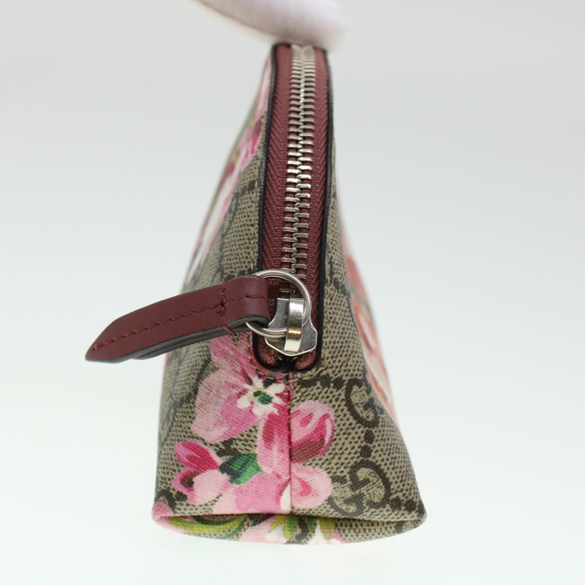 GUCCI GG Canvas Floral Cosmetic Pouch PVC Leather Beige Pink 431380 45046
