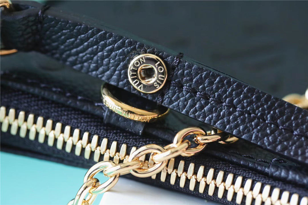 LV Easy Pouch On Strap Monogram Empreinte Black For Women, WomenÃ¢â‚¬â„¢s Handbags, Shoulder Bags And Crossbody Bags 7.5in/19cm LV M80349
