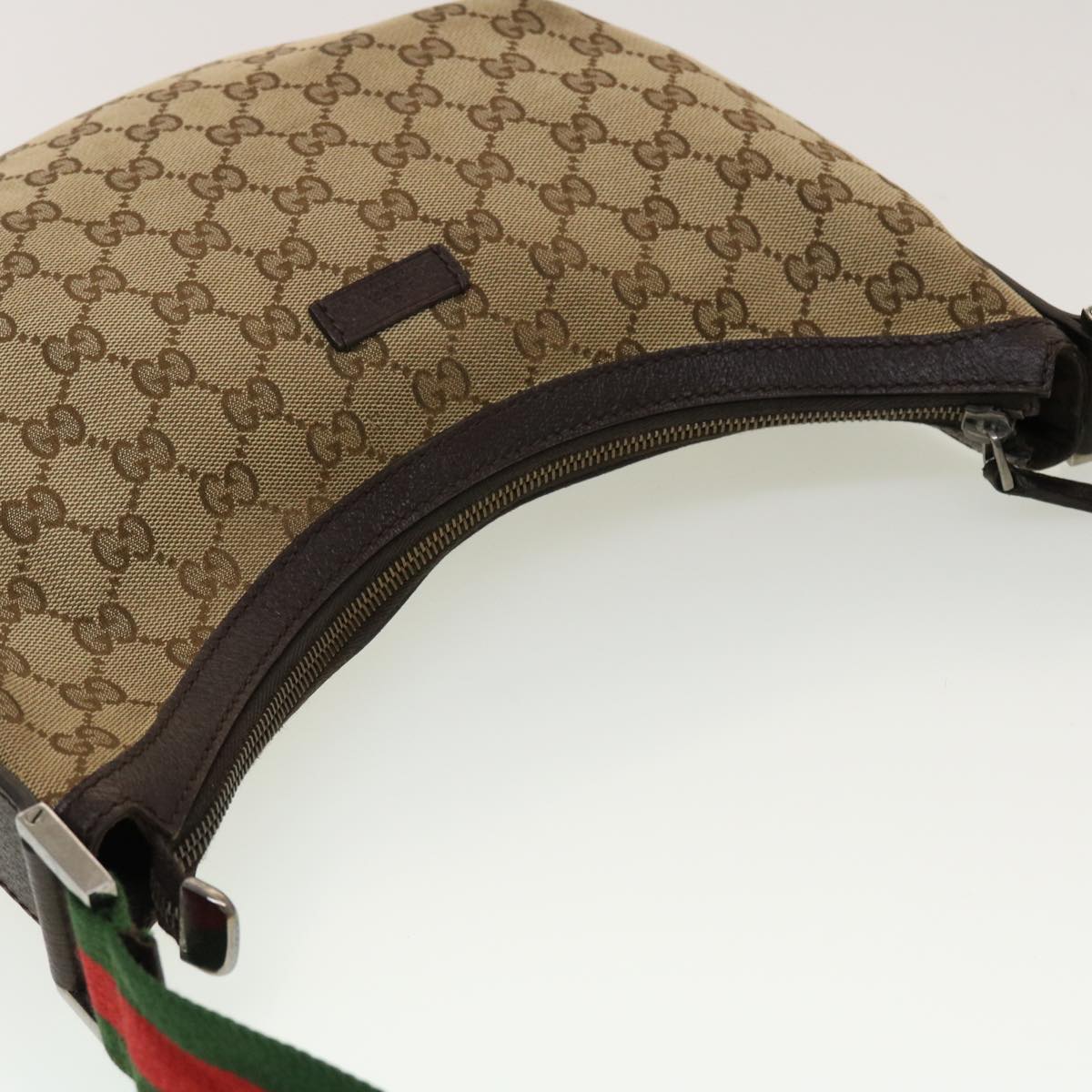 GUCCI GG Canvas Web Sherry Line Shoulder Bag Beige Green Red 181092 45097