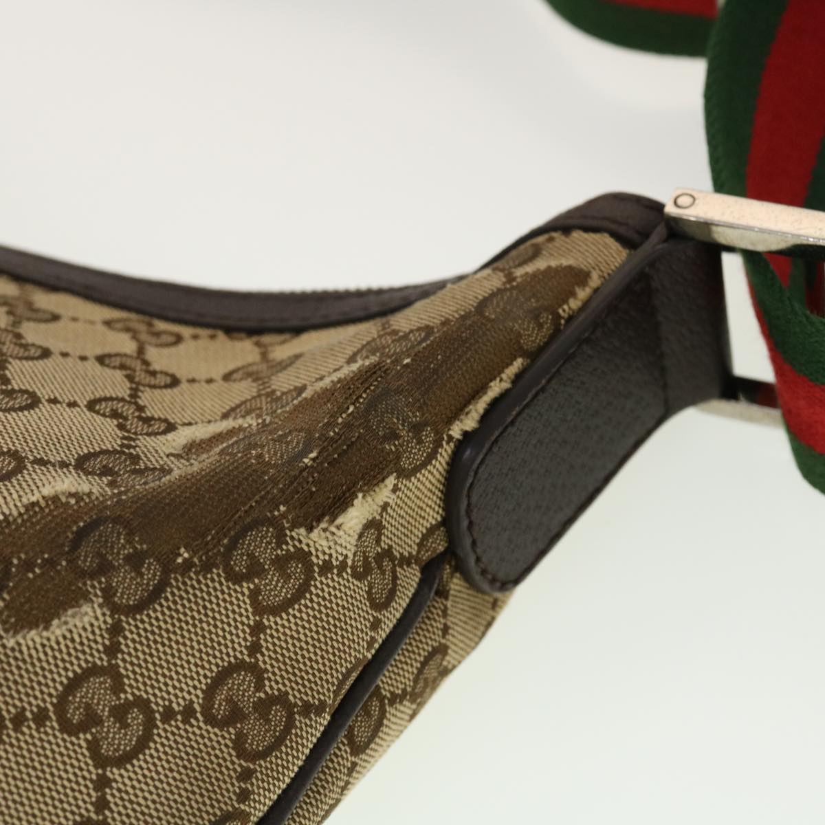 GUCCI GG Canvas Web Sherry Line Shoulder Bag Beige Green Red 181092 45097