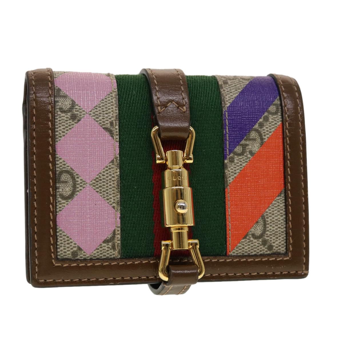 GUCCI GG Canvas Jackie Web Sherry Line Wallet PVC Beige 645536 45099