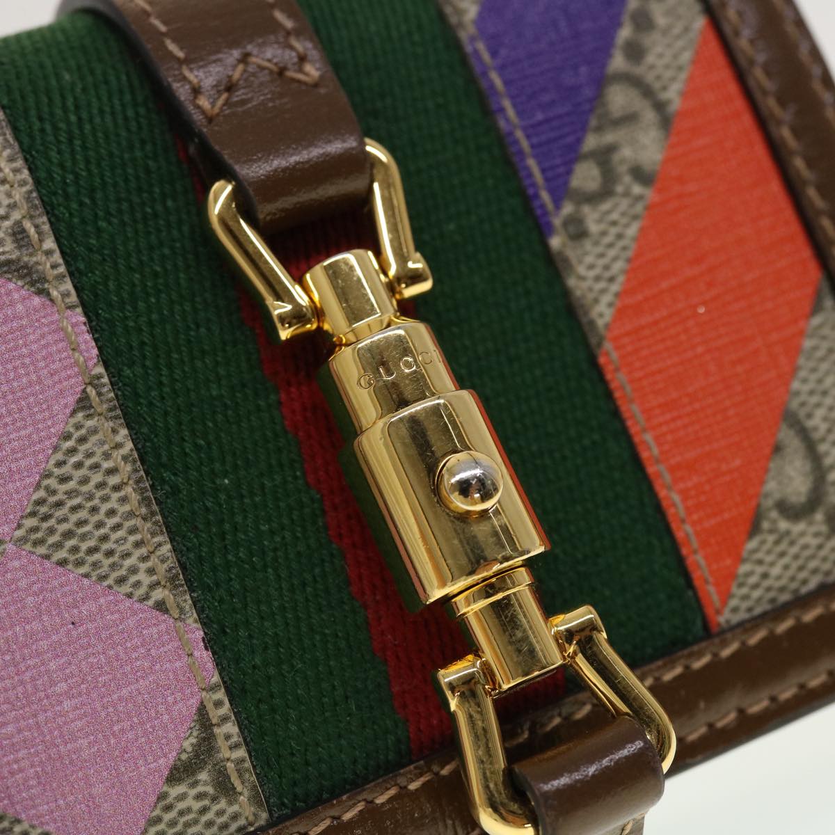 GUCCI GG Canvas Jackie Web Sherry Line Wallet PVC Beige 645536 45099
