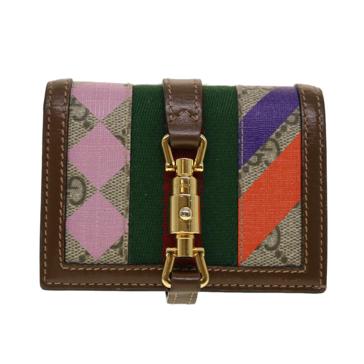 GUCCI GG Canvas Jackie Web Sherry Line Wallet PVC Beige 645536 45099