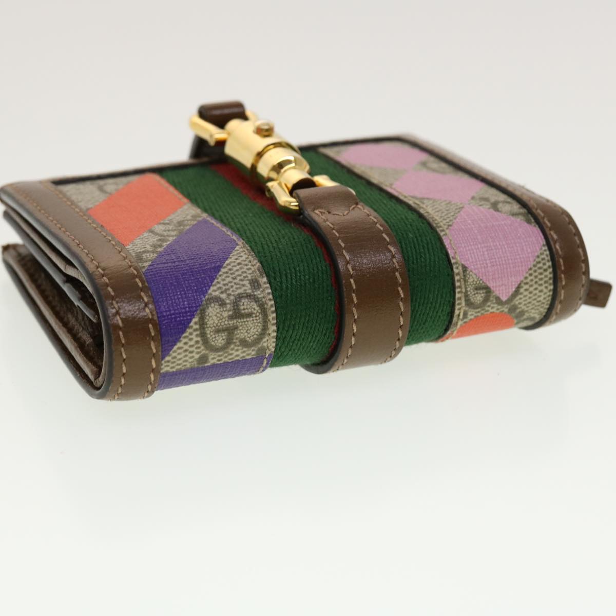 GUCCI GG Canvas Jackie Web Sherry Line Wallet PVC Beige 645536 45099