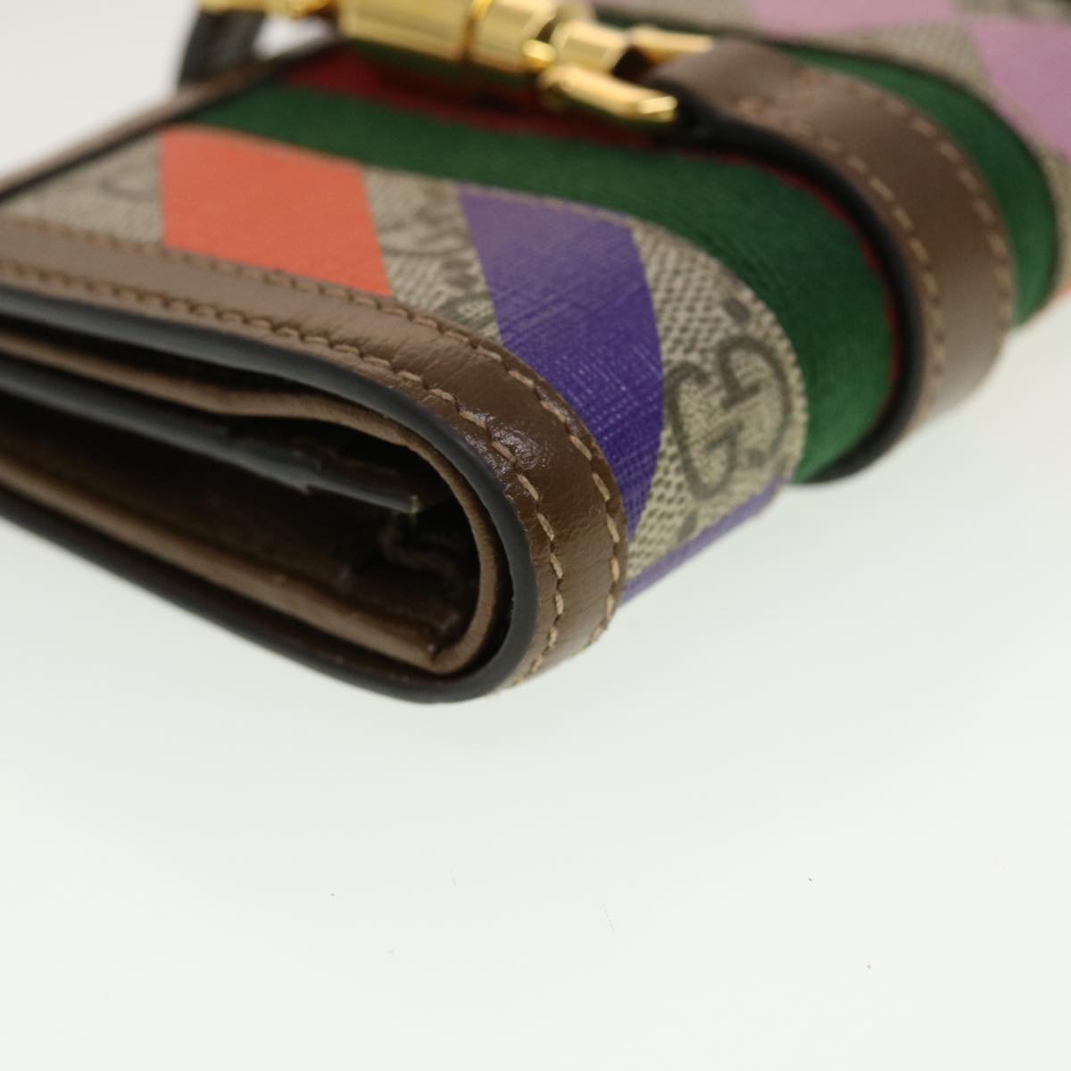 GUCCI GG Canvas Jackie Web Sherry Line Wallet PVC Beige 645536 45099