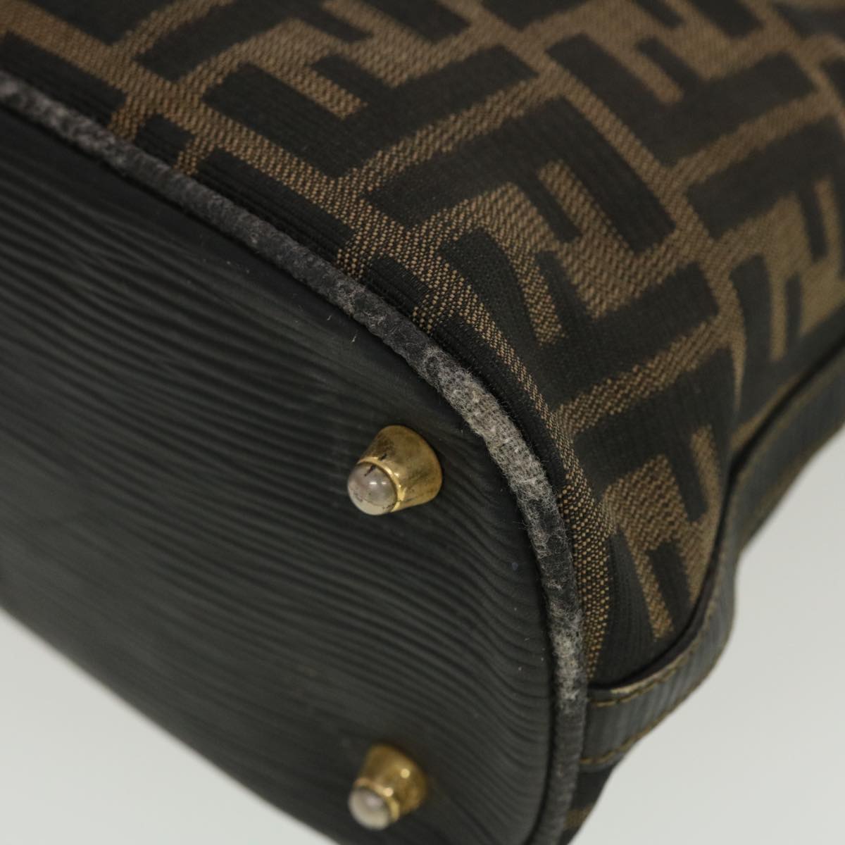 FENDI Zucca Canvas Hand Bag Black Brown 45101