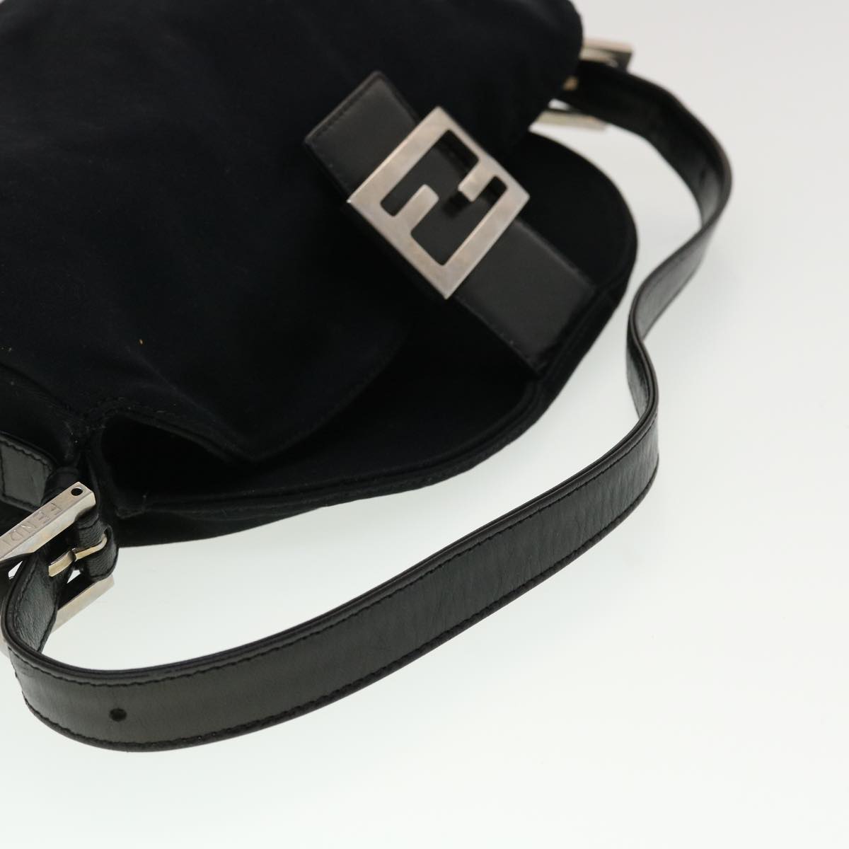 FENDI Mamma Baguette Shoulder Bag Nylon Black 45194