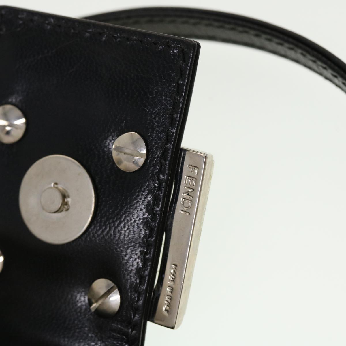 FENDI Mini Mamma Baguette Pouch Nylon Leather Black 45284