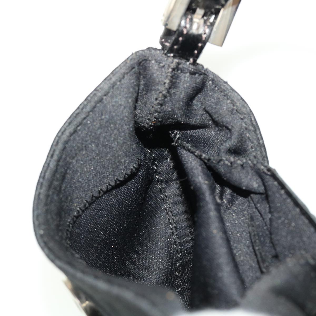 FENDI Mini Mamma Baguette Pouch Nylon Leather Black 45284