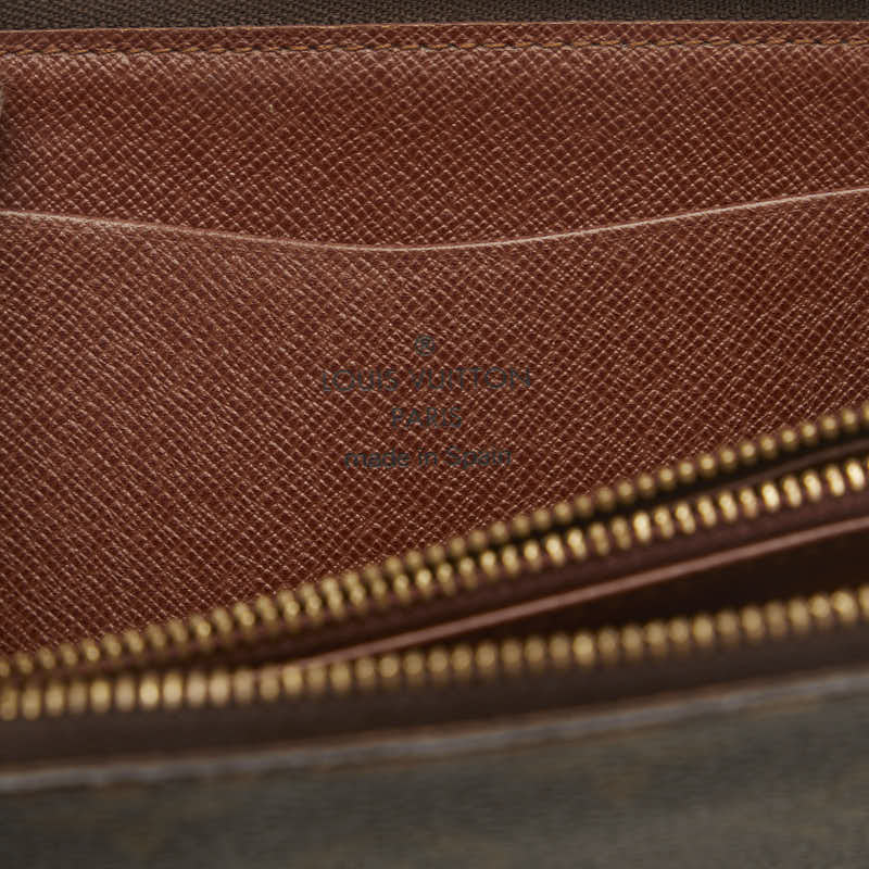 Louis Vuitton Monograms Portemoney Long Wallet Round Fassner M61727 Brown PVC Leather  Louis Vuitton