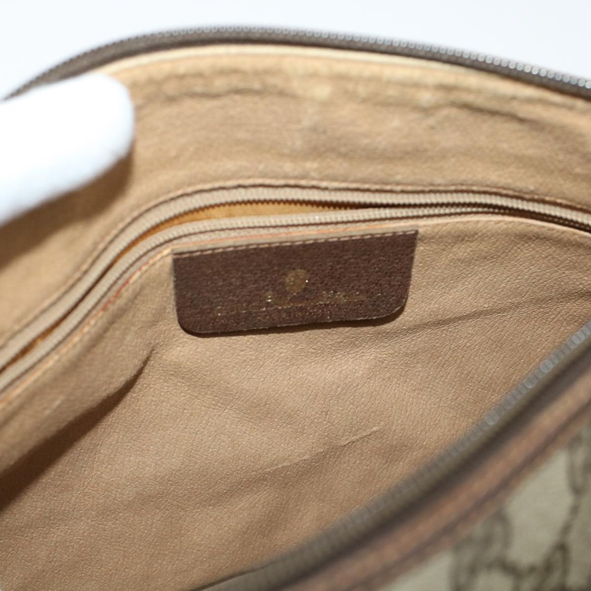 GUCCI GG Canvas Web Sherry Line Shoulder Bag PVC Leather Beige Red 45598