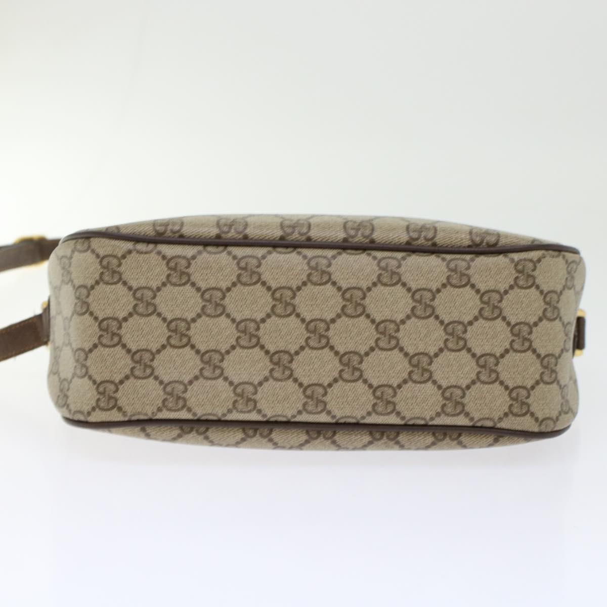 GUCCI GG Canvas Web Sherry Line Shoulder Bag PVC Leather Beige Red 45598