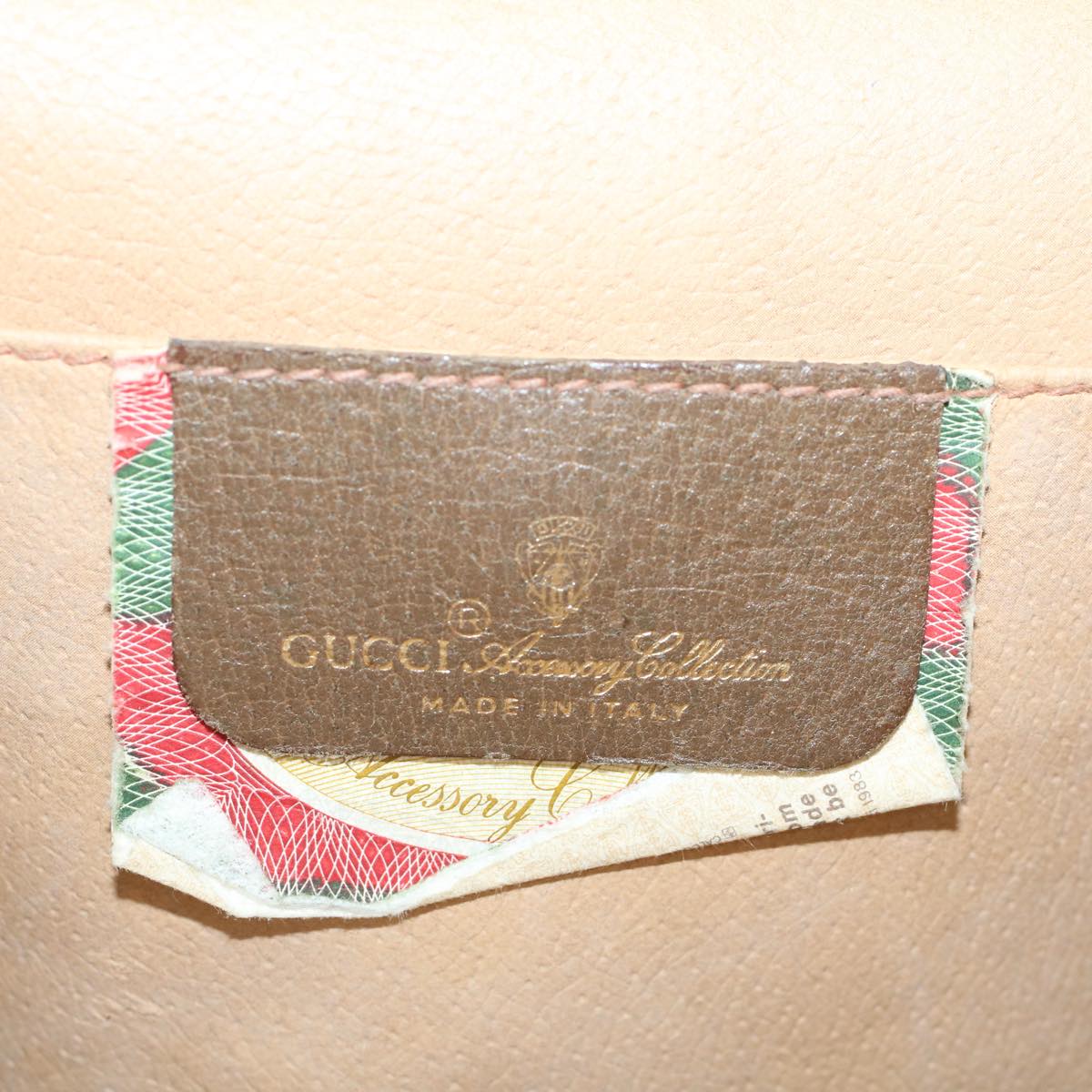GUCCI GG Canvas Web Sherry Line Clutch Bag PVC Leather Beige Red 45599