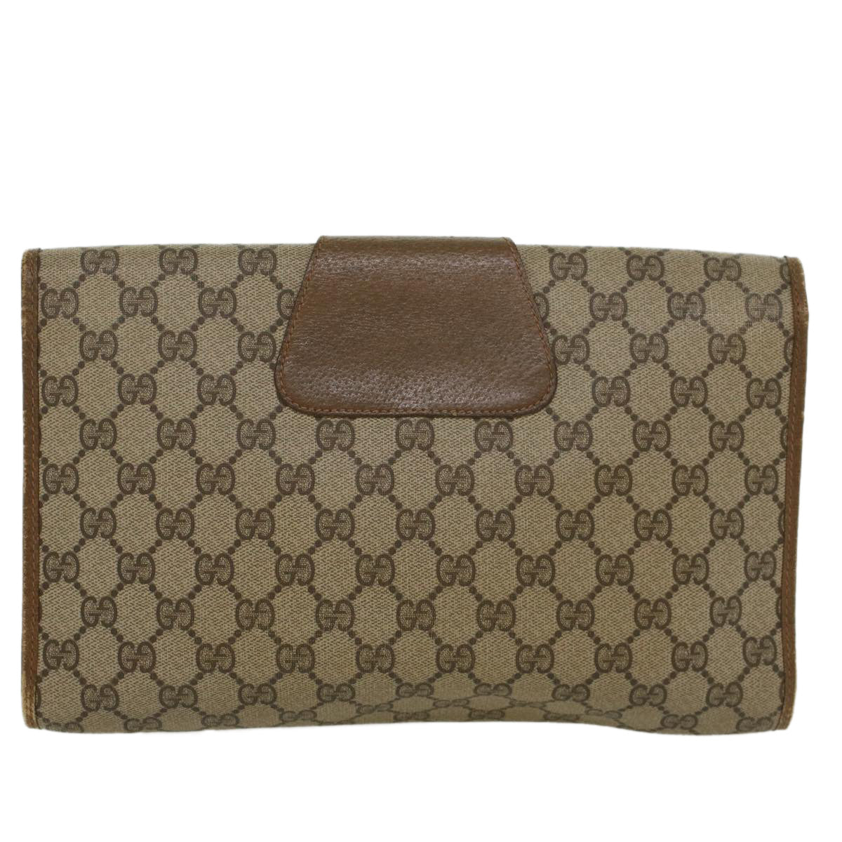 GUCCI GG Canvas Web Sherry Line Clutch Bag PVC Leather Beige Red 45599