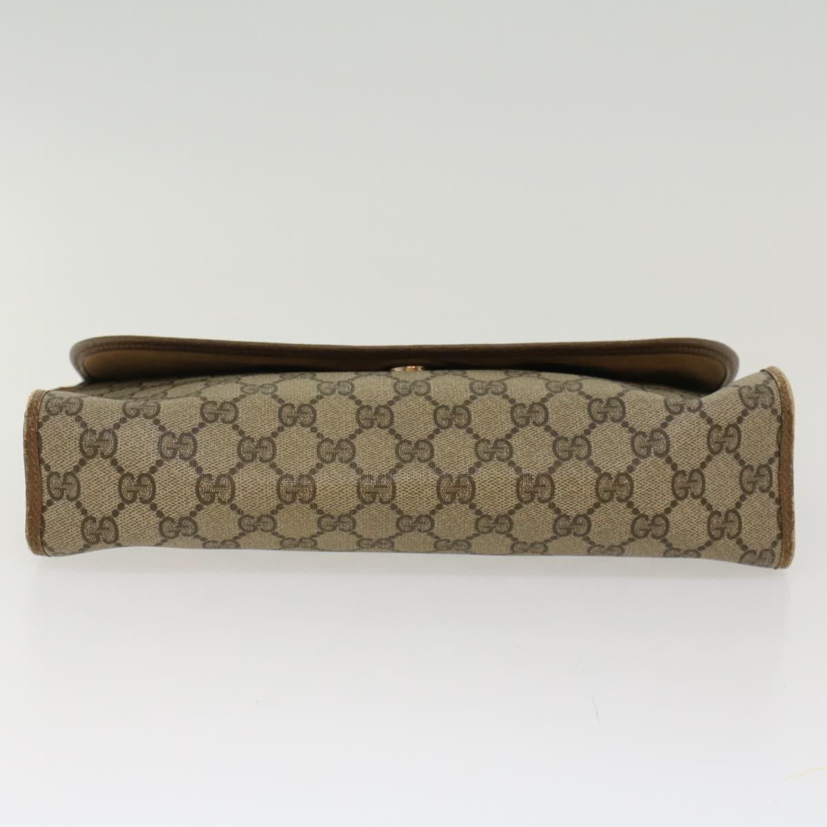 GUCCI GG Canvas Web Sherry Line Clutch Bag PVC Leather Beige Red 45599