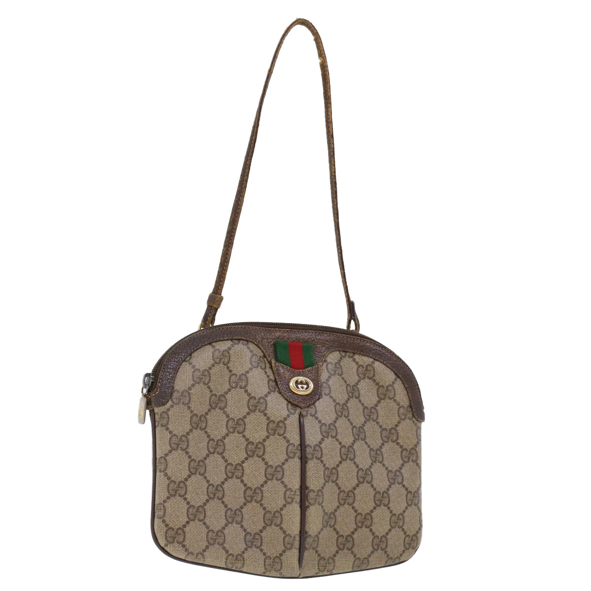 GUCCI GG Canvas Web Sherry Line Hand Bag PVC Leather Beige Red 45605