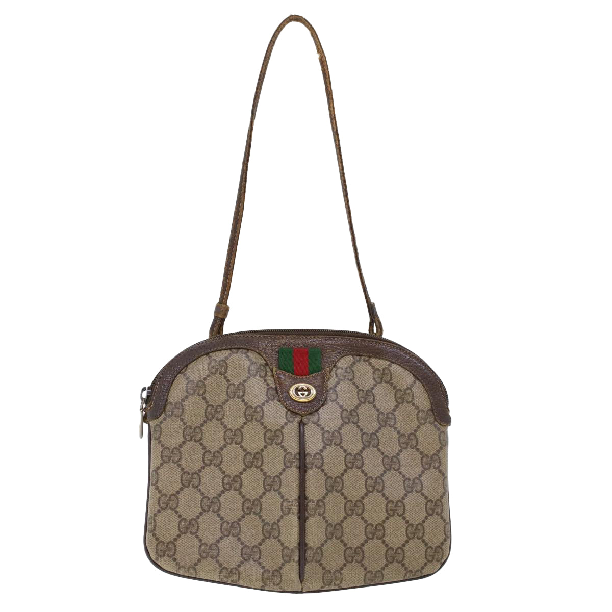 GUCCI GG Canvas Web Sherry Line Hand Bag PVC Leather Beige Red 45605