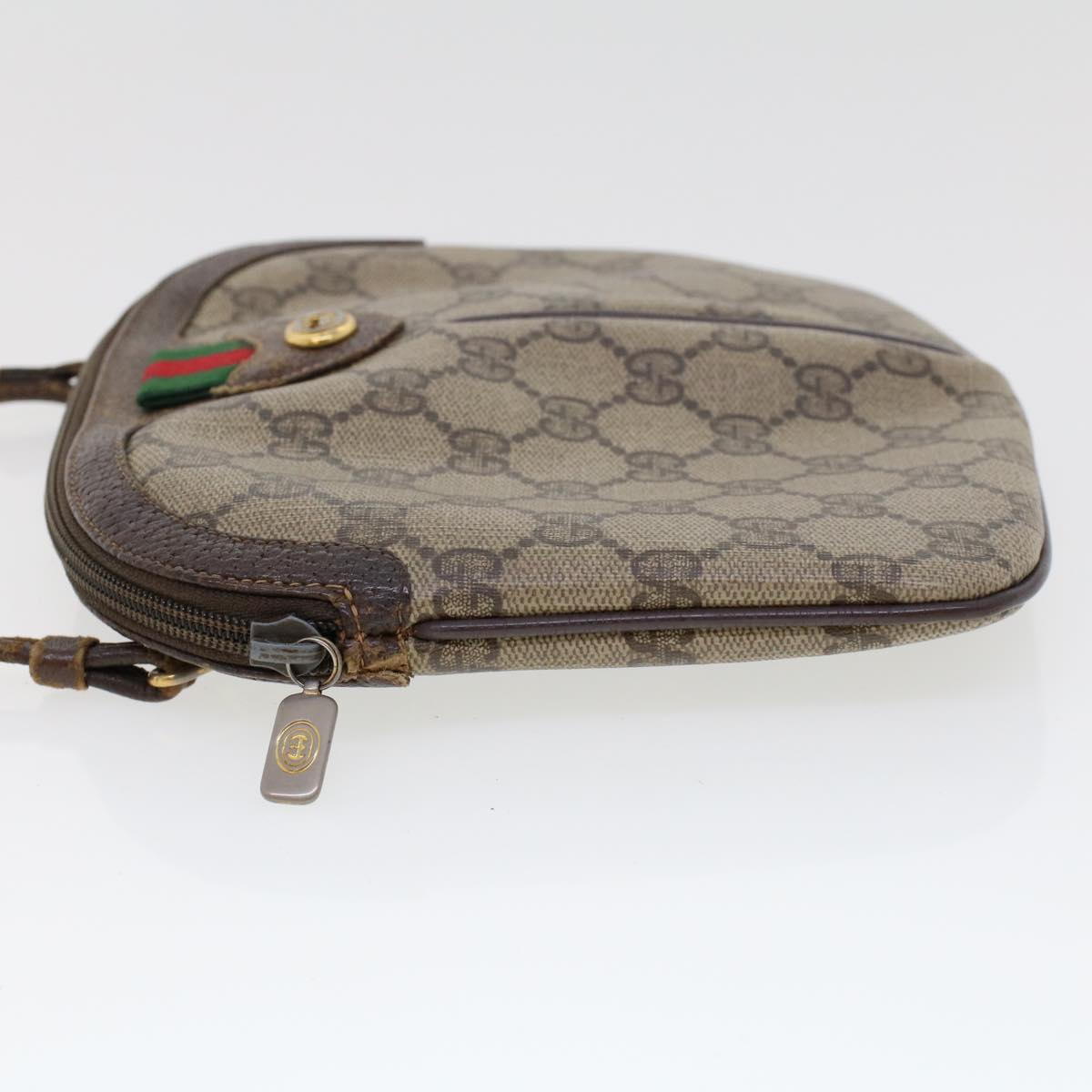 GUCCI GG Canvas Web Sherry Line Hand Bag PVC Leather Beige Red 45605