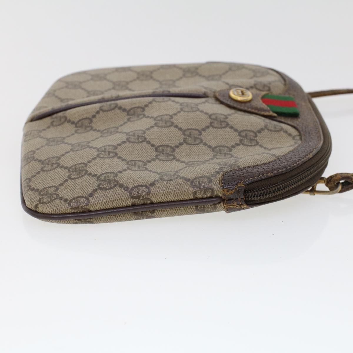 GUCCI GG Canvas Web Sherry Line Hand Bag PVC Leather Beige Red 45605