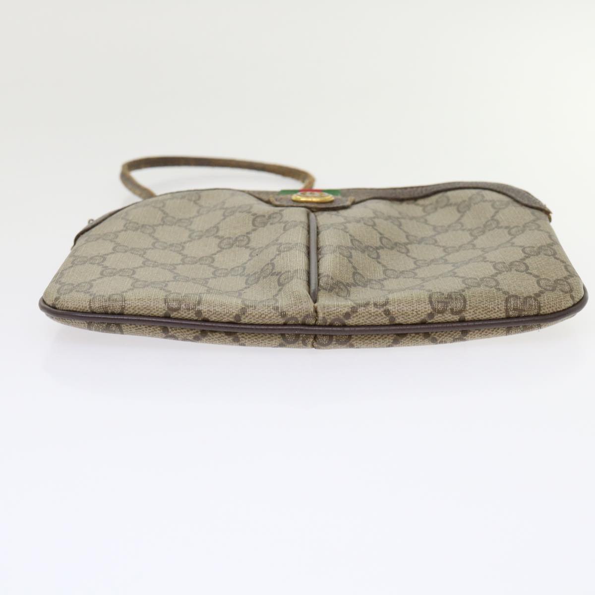 GUCCI GG Canvas Web Sherry Line Hand Bag PVC Leather Beige Red 45605
