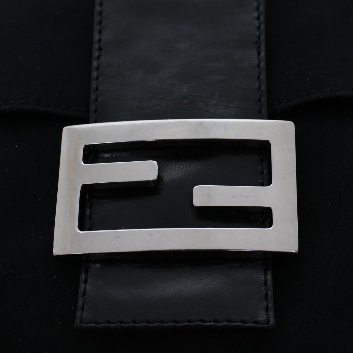 FENDI Mamma Baguette Shoulder Bag Nylon Black 45607