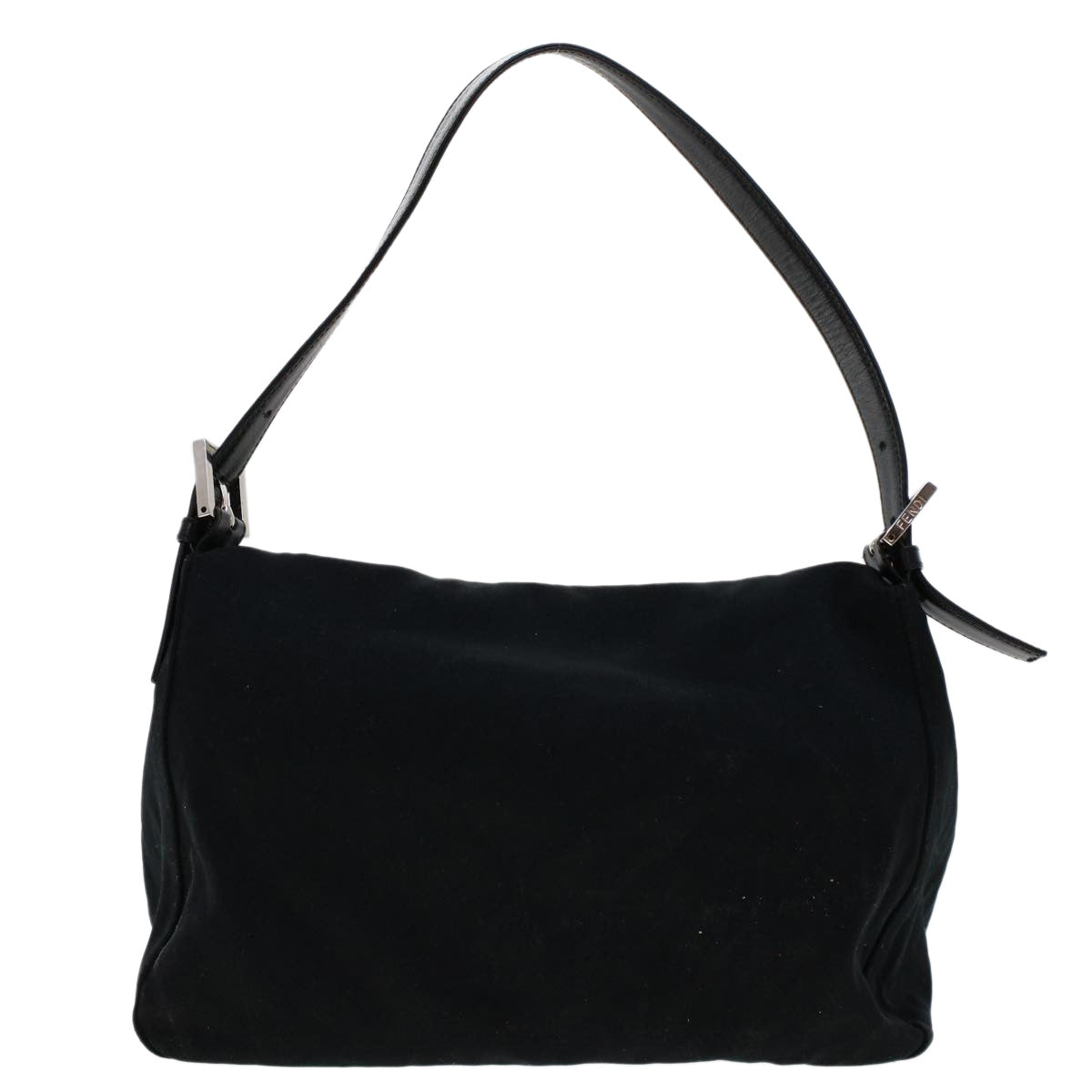 FENDI Mamma Baguette Shoulder Bag Nylon Black 45607
