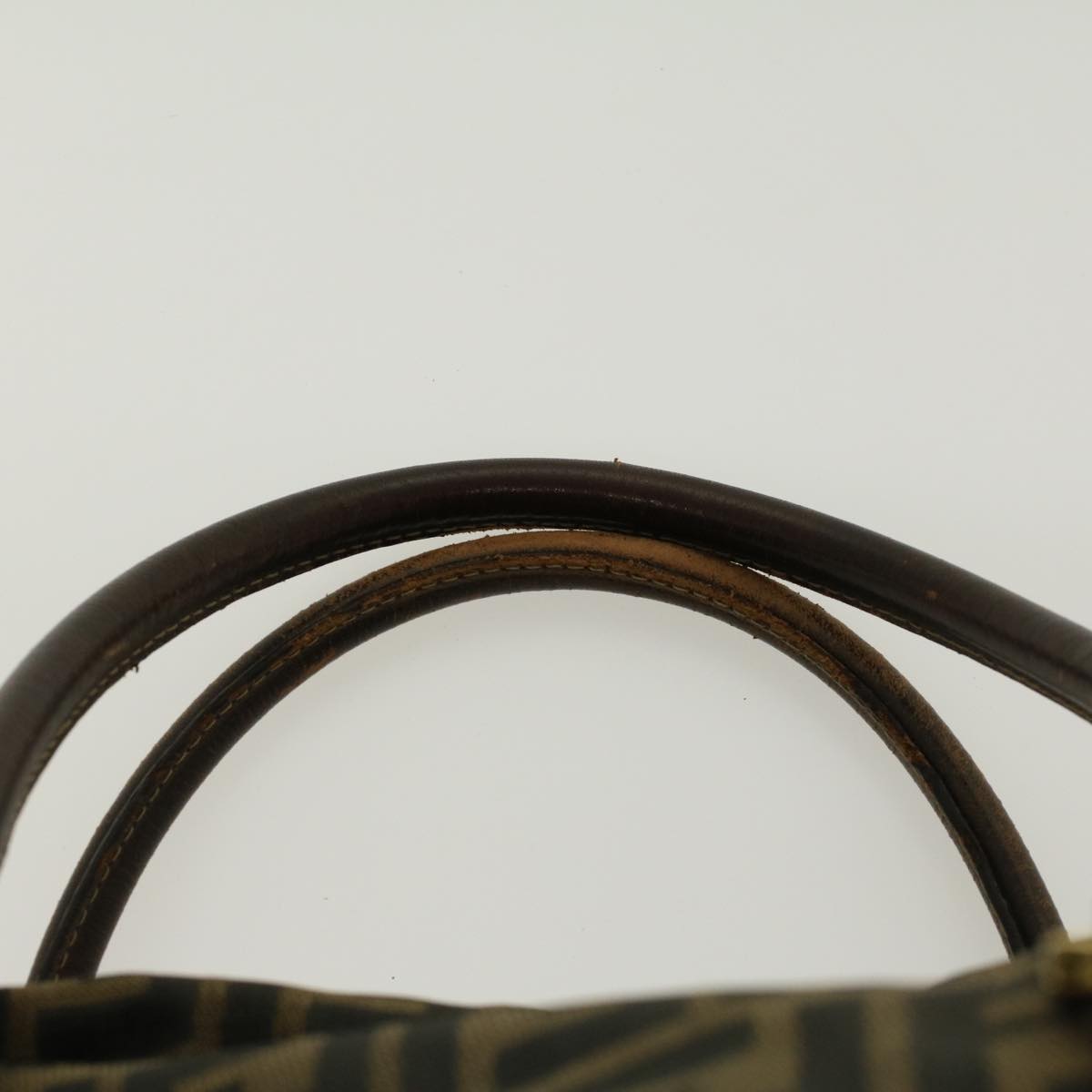 FENDI Zucca Canvas Boston Bag Nylon 2way Brown Black 45632