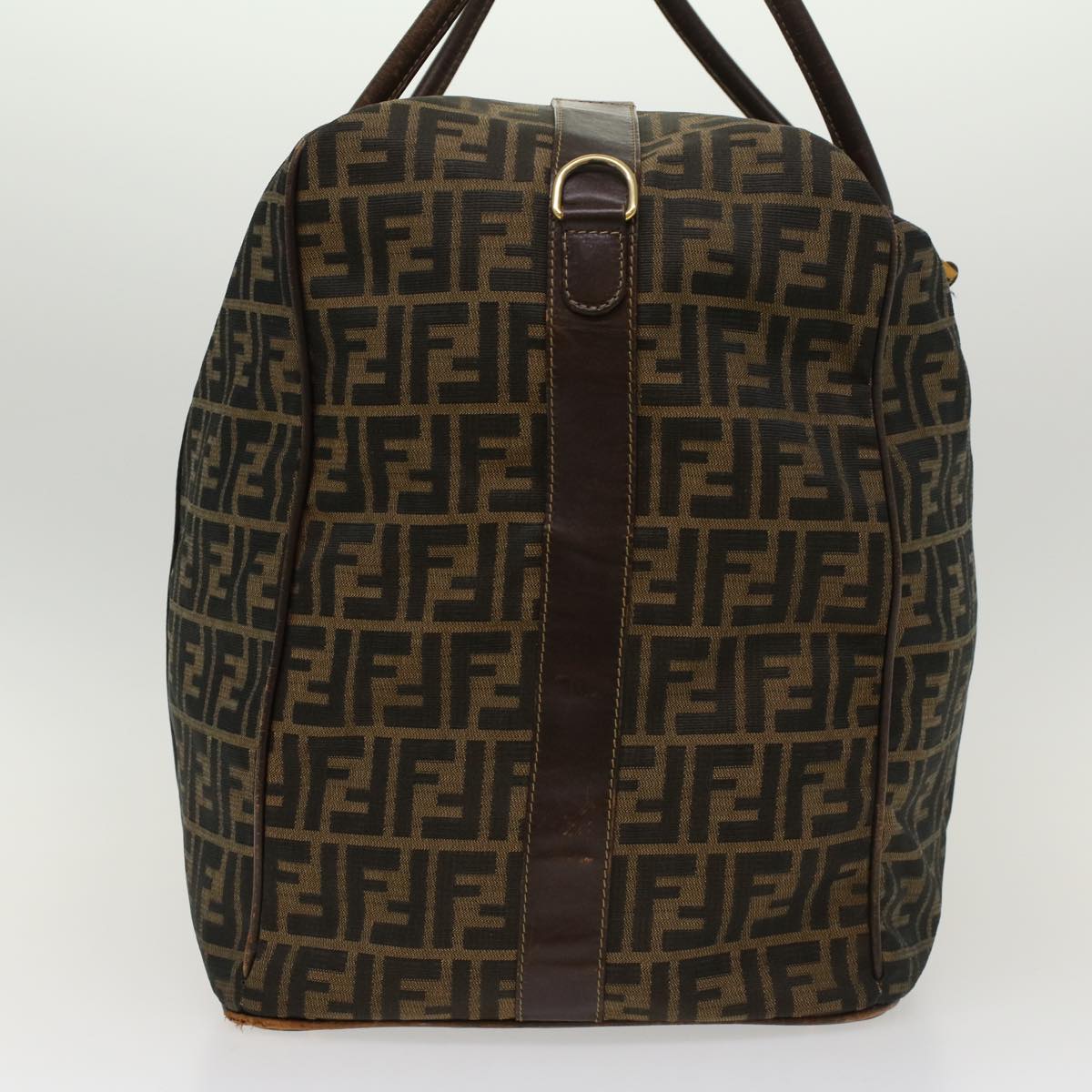 FENDI Zucca Canvas Boston Bag Nylon 2way Brown Black 45632