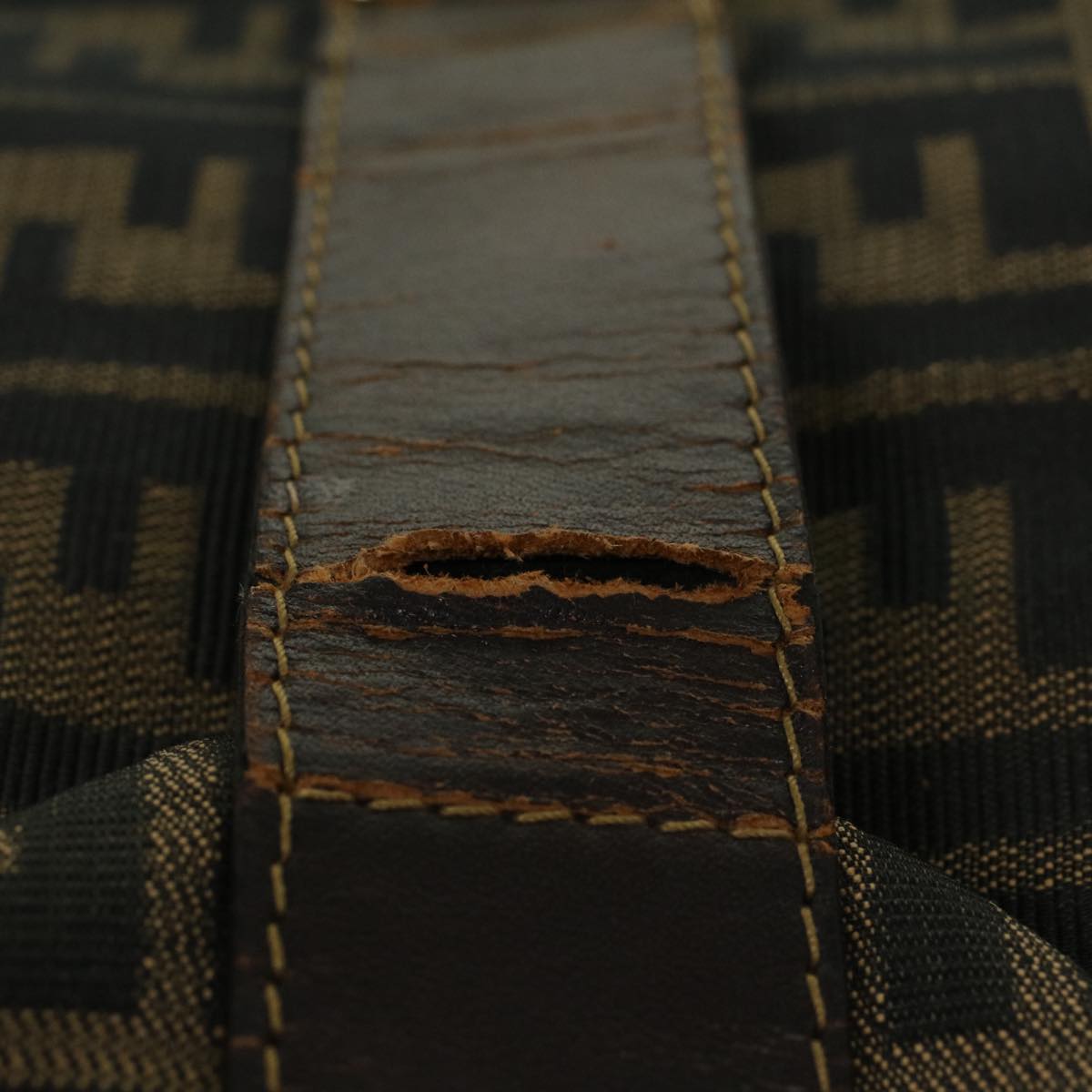 FENDI Zucca Canvas Boston Bag Nylon 2way Brown Black 45632