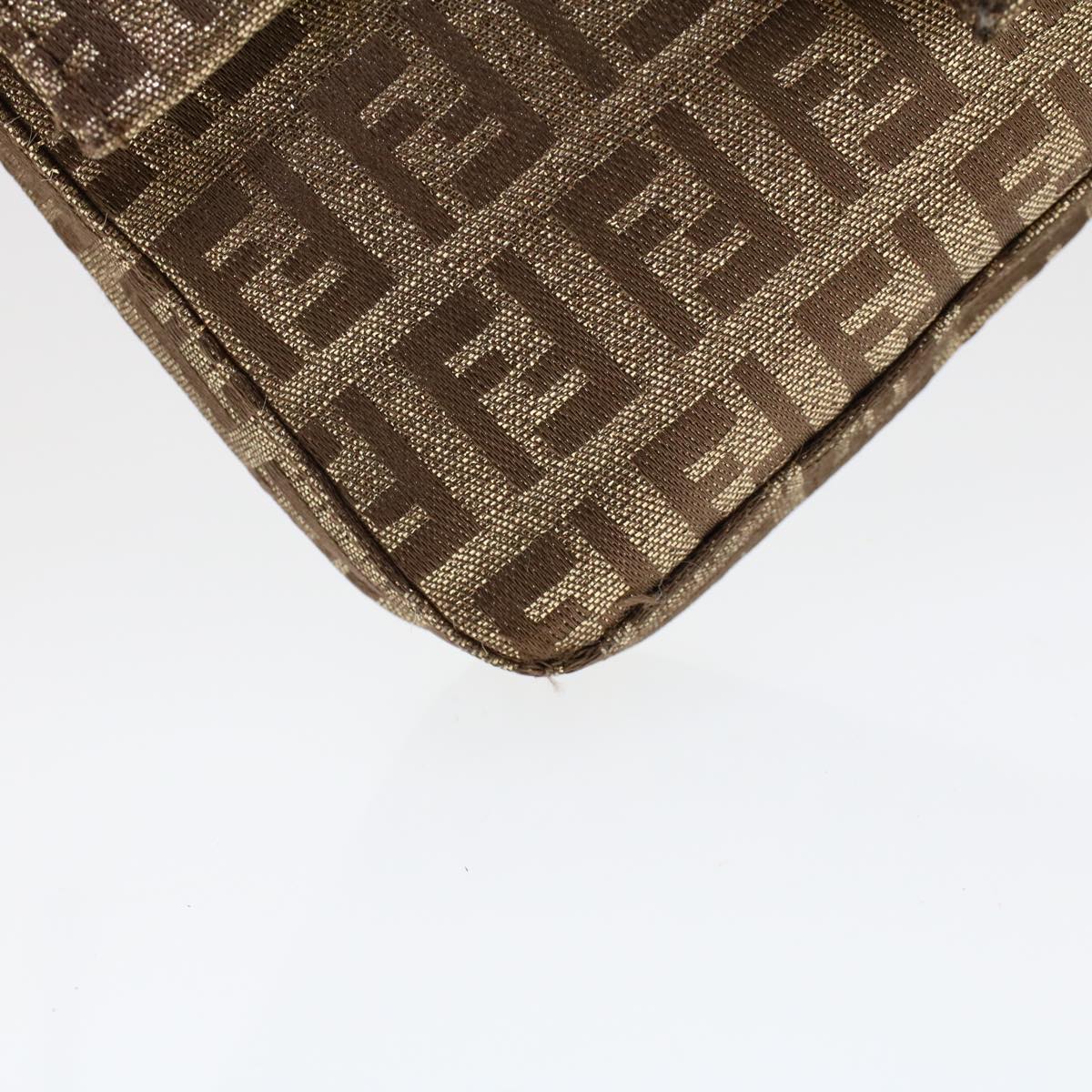 FENDI Zucchino Canvas Mini Mamma Baguette Pouch Gold Tone 45633A