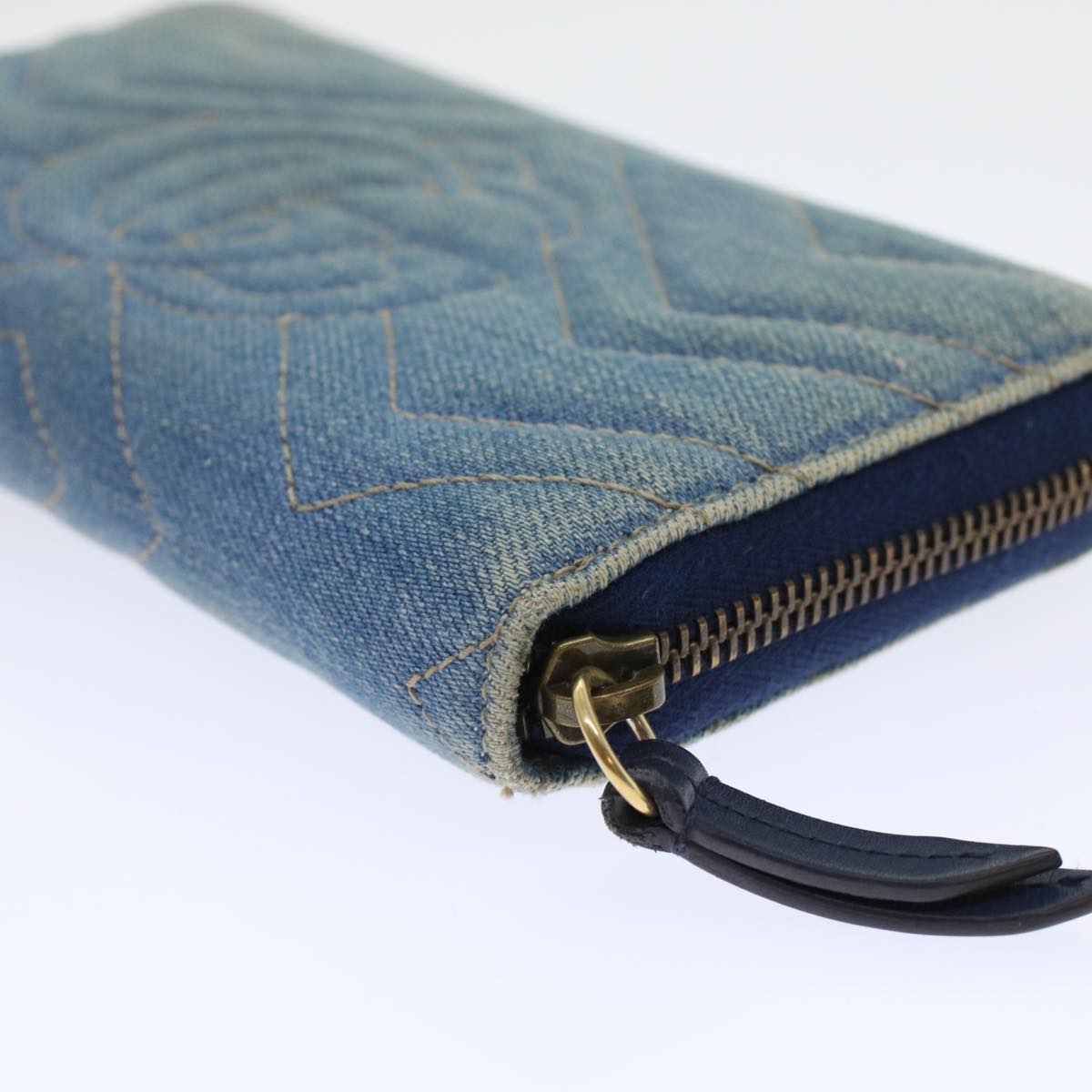 GUCCI GG Canvas Long Wallet Denim Blue 443123 45639