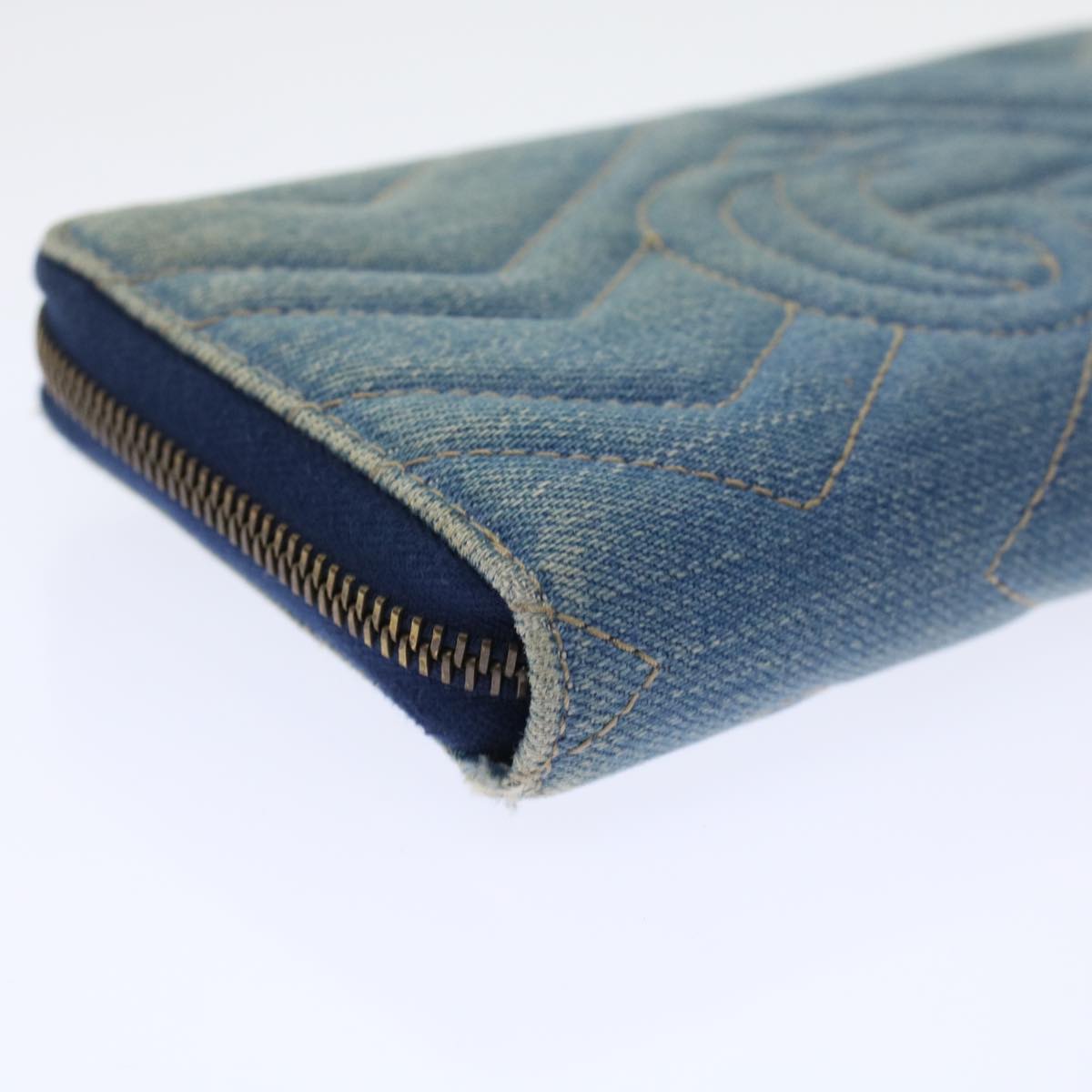 GUCCI GG Canvas Long Wallet Denim Blue 443123 45639
