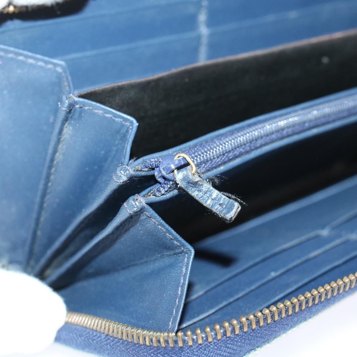 GUCCI GG Canvas Long Wallet Denim Blue 443123 45639