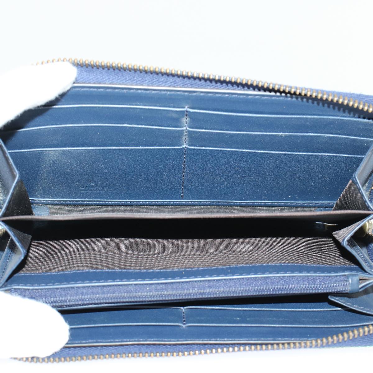 GUCCI GG Canvas Long Wallet Denim Blue 443123 45639