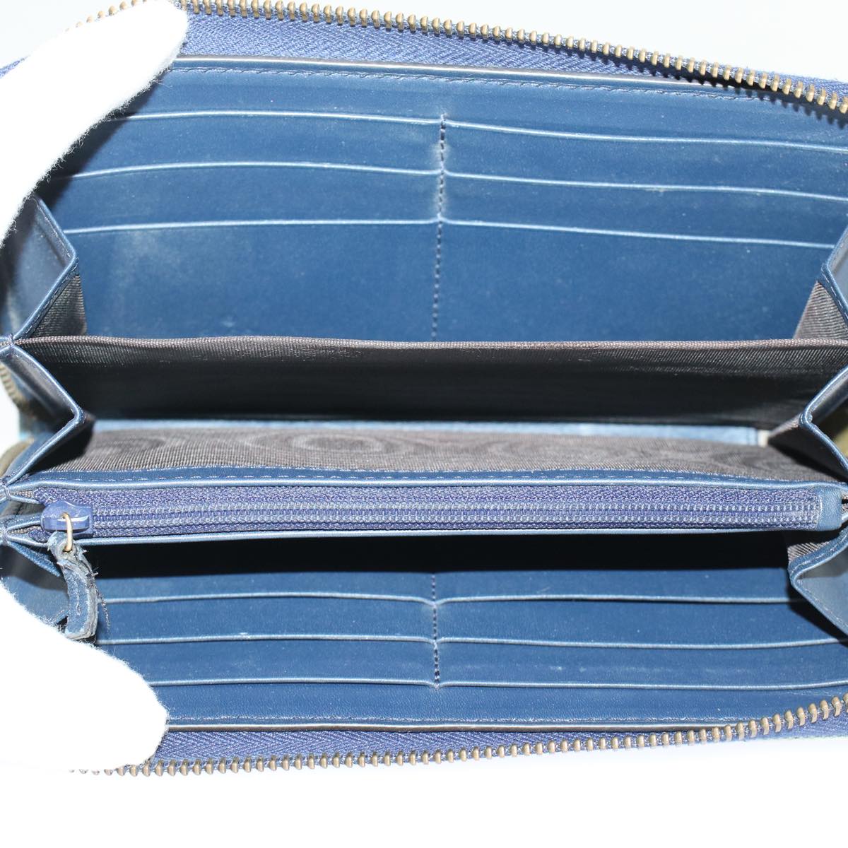 GUCCI GG Canvas Long Wallet Denim Blue 443123 45639