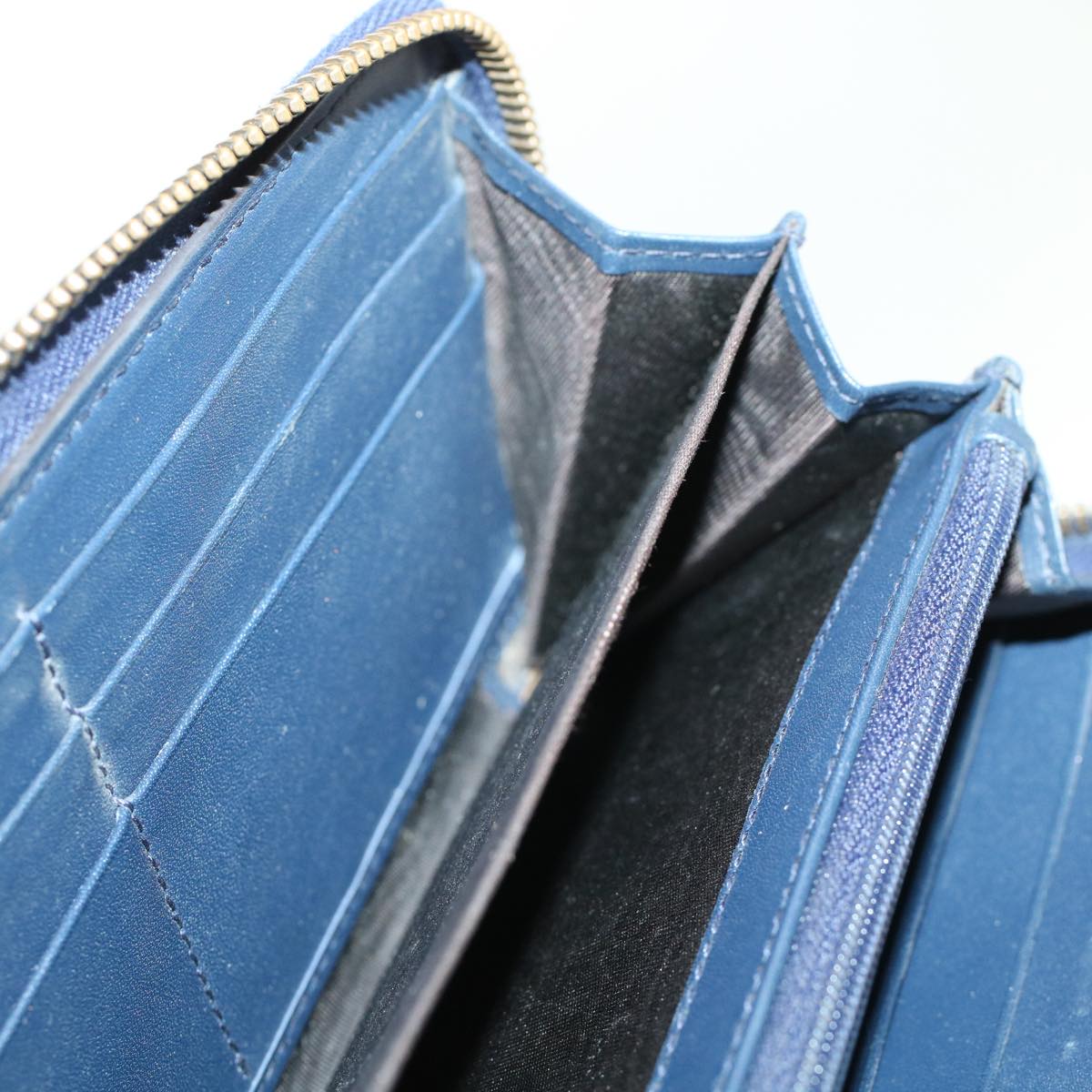 GUCCI GG Canvas Long Wallet Denim Blue 443123 45639