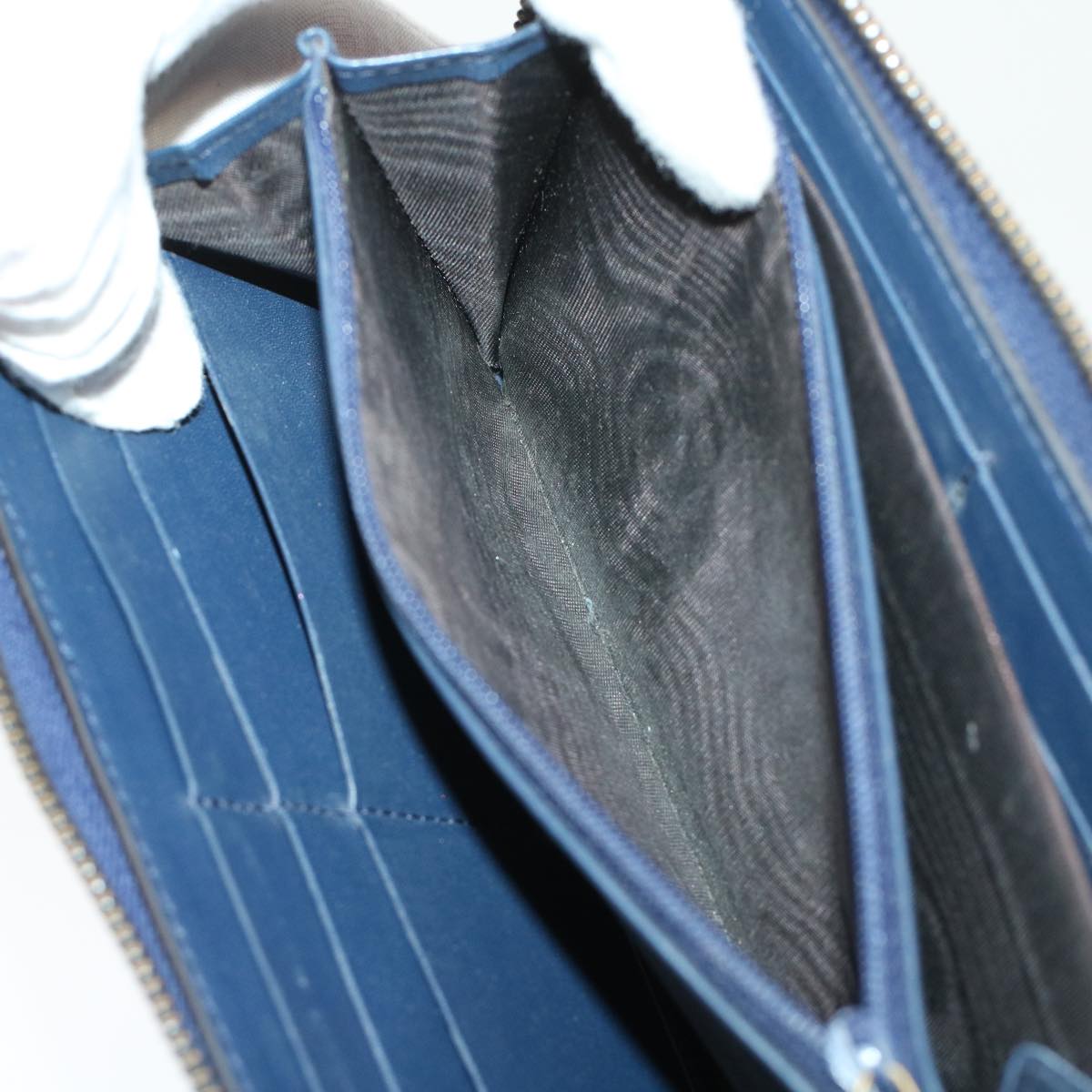 GUCCI GG Canvas Long Wallet Denim Blue 443123 45639