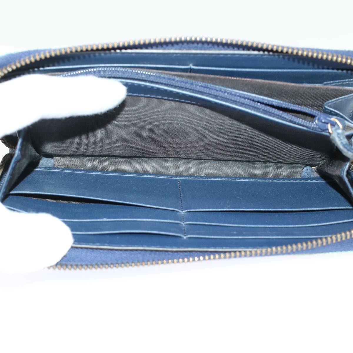 GUCCI GG Canvas Long Wallet Denim Blue 443123 45639