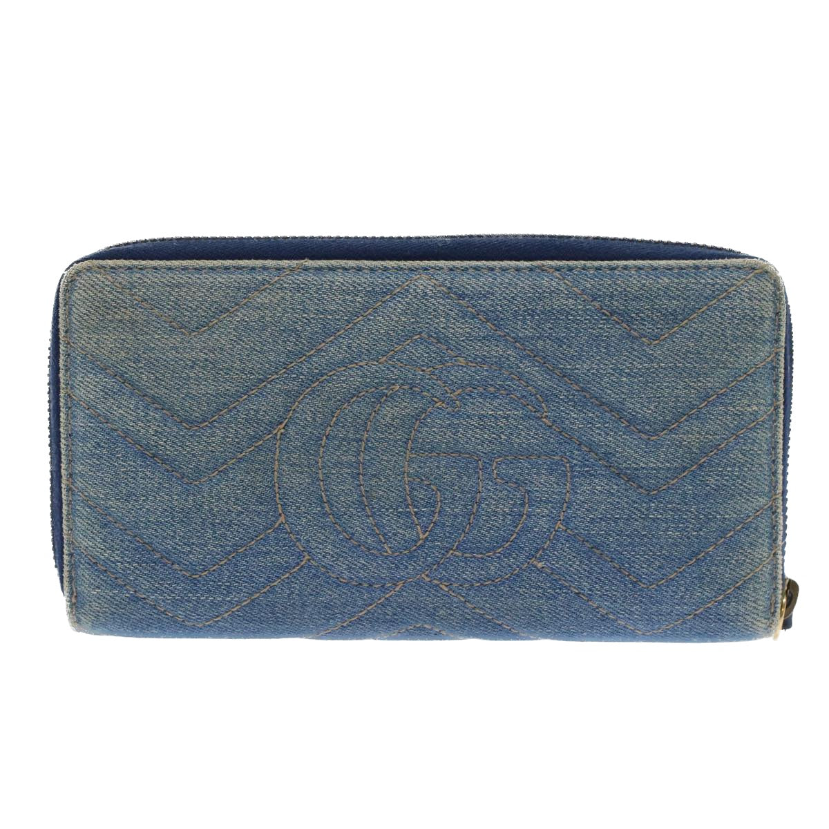 GUCCI GG Canvas Long Wallet Denim Blue 443123 45639