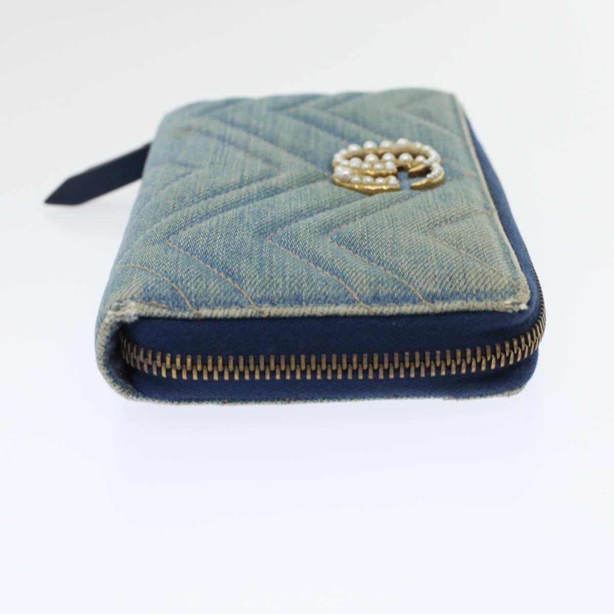 GUCCI GG Canvas Long Wallet Denim Blue 443123 45639