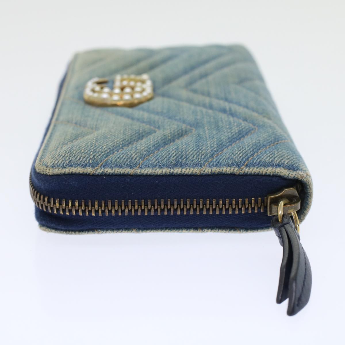 GUCCI GG Canvas Long Wallet Denim Blue 443123 45639