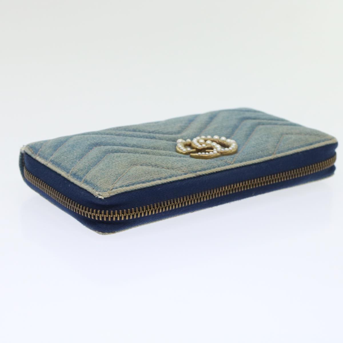 GUCCI GG Canvas Long Wallet Denim Blue 443123 45639