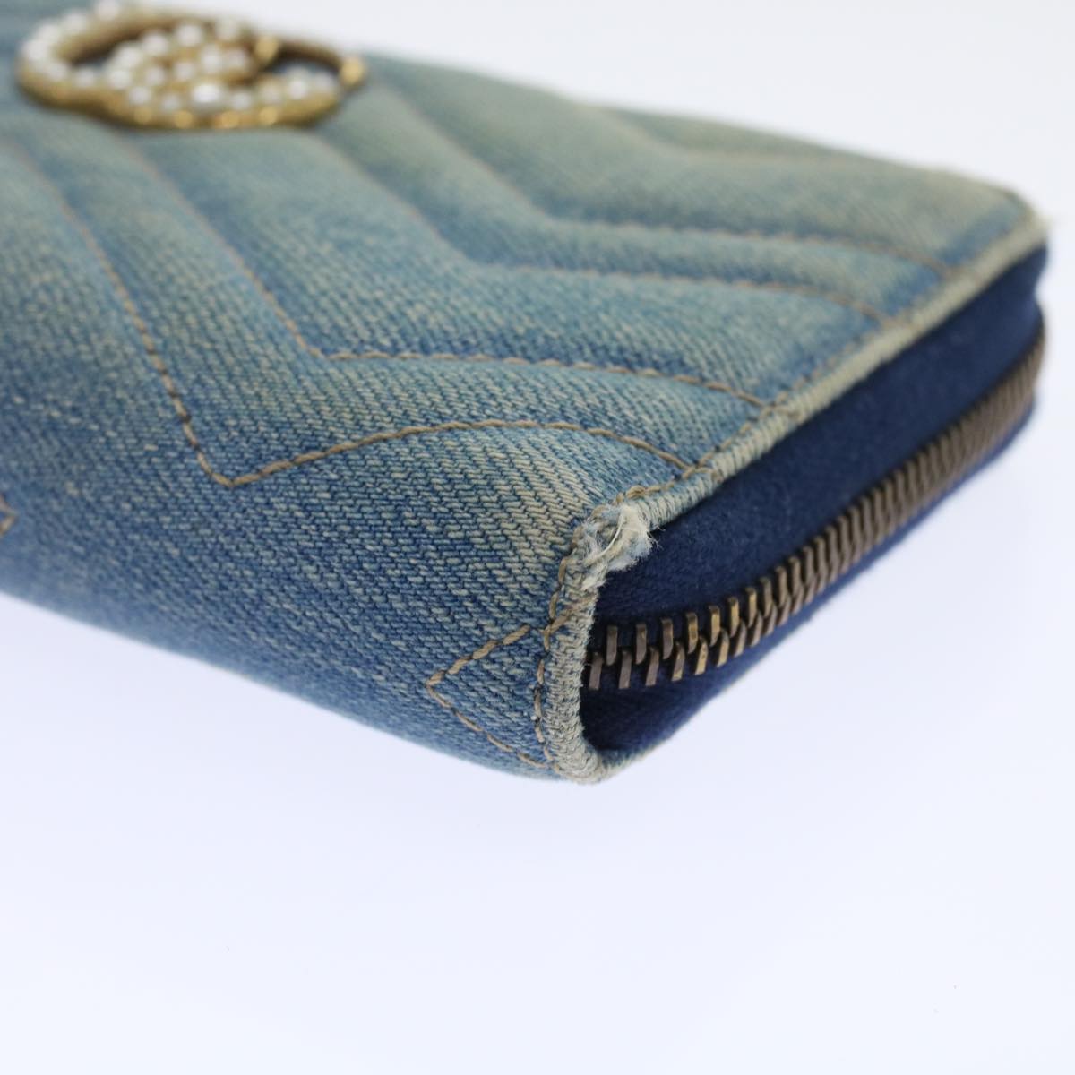 GUCCI GG Canvas Long Wallet Denim Blue 443123 45639