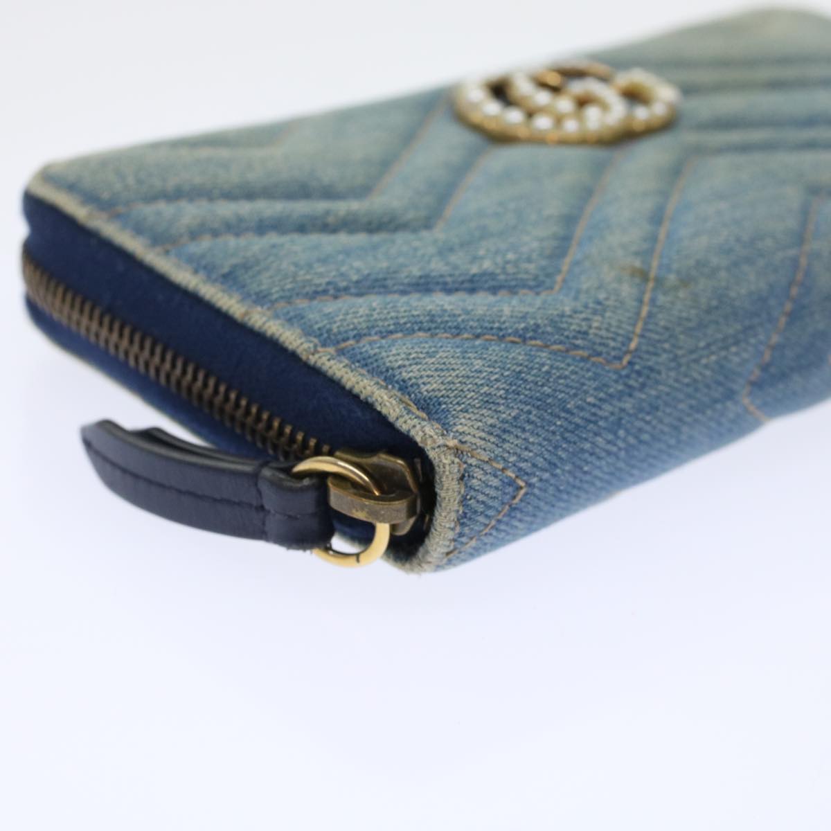 GUCCI GG Canvas Long Wallet Denim Blue 443123 45639