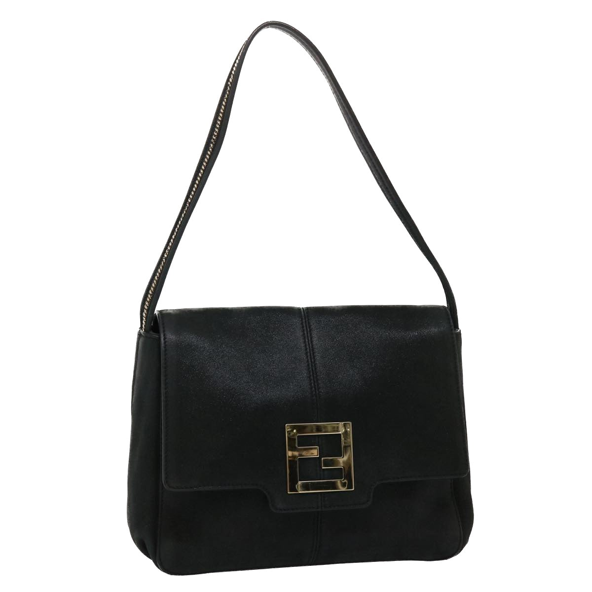 FENDI Shoulder Bag Leather Black 45641