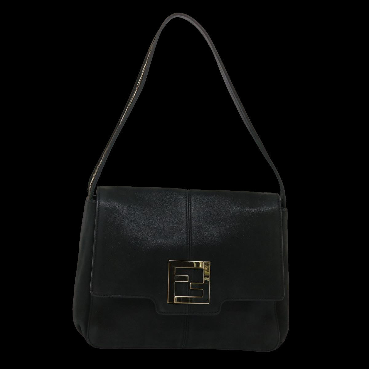 FENDI Shoulder Bag Leather Black 45641