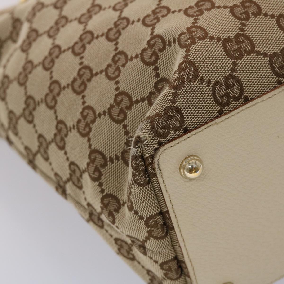 GUCCI GG Canvas Shoulder Bag Leather Beige 120836 45643