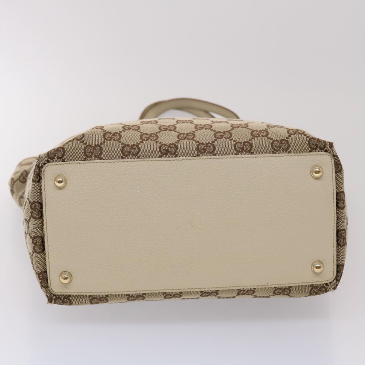 GUCCI GG Canvas Shoulder Bag Leather Beige 120836 45643